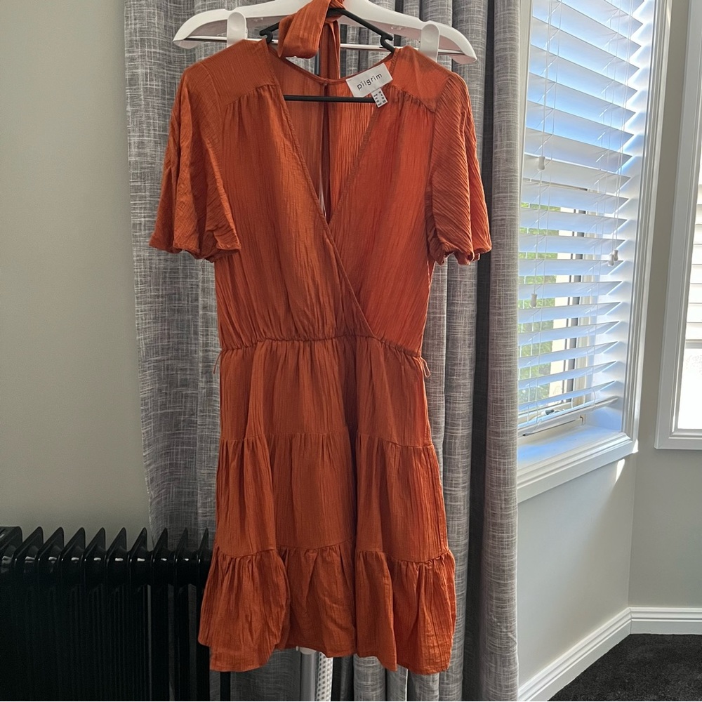Pilgrim Burnt Orange Dress Size 10 like new - Picture 1 of 8